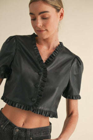 Ruffled Leather Top