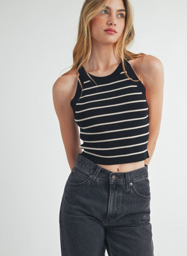 Sleeveless Striped Halter
