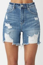 Distressed Mid Thigh Shorts