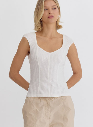 Textured Square Neck Top