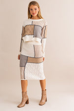Patchwork Sweater Midi Skirt